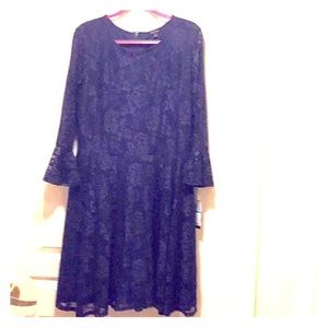 Navy Blue Knee Length Lace Dress NWT